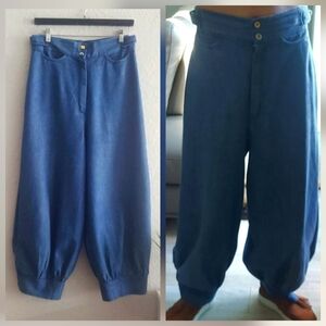 Vintage 1960's! Denim Brancusi High Waisted Baggy Ankle Button Jeans